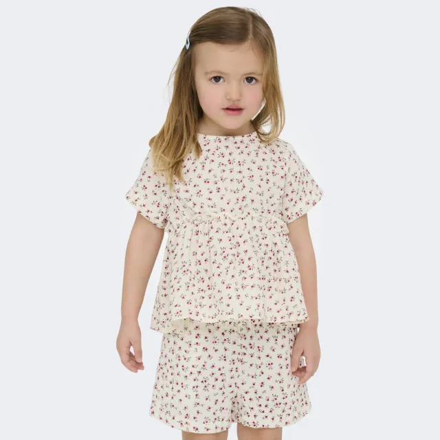 Only KIDS ONLY MINI blousetop ecru met bloemenprint Ecru/roze