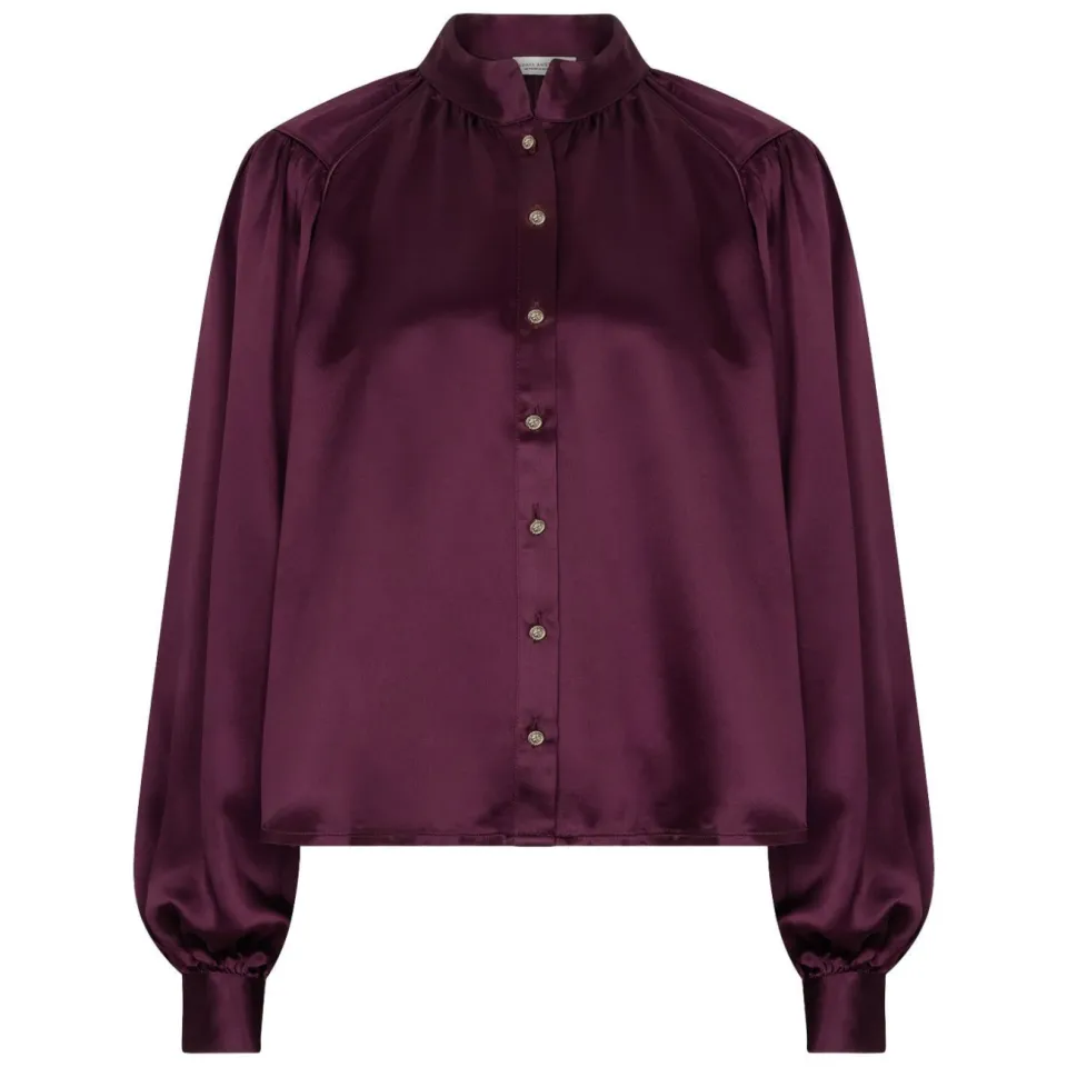 AMAYA Amsterdam satijnen blouse aubergine, foto 2