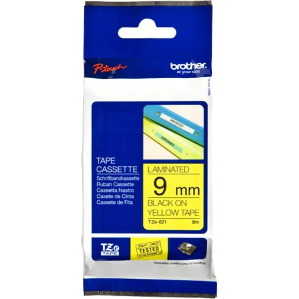 Brother TZe-621 Tape Zwart op geel (9 mm), foto 2