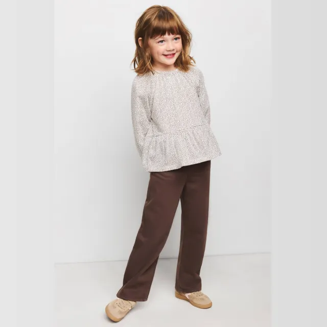 Mango blousetop met ruches en stippen wit Naturel wit/bruin