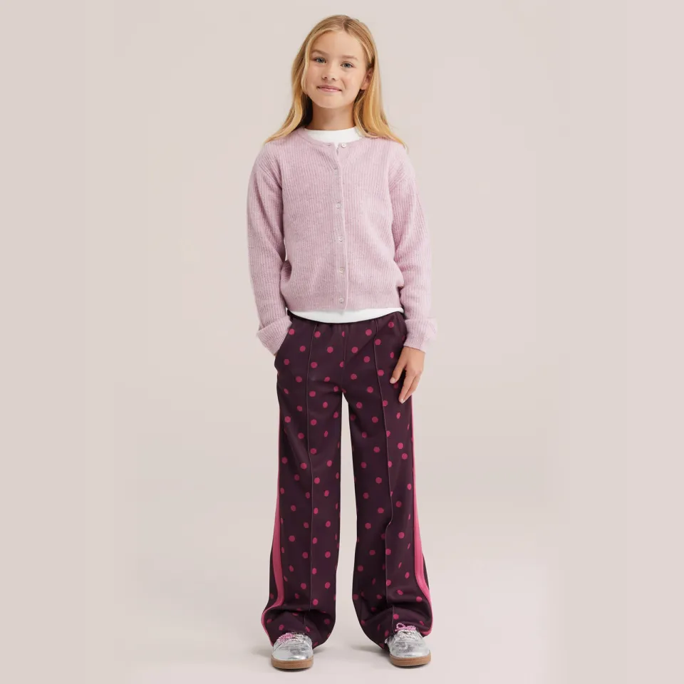 WE Fashion loose fit joggingbroek met stippen donkerrood Donkerrood/roze