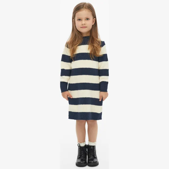 s.Oliver gebreide gestreepte jurk ecru/donkerblauw ecru / donkerblauw