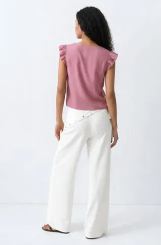 Mango Teen blousetop met ruches oudroze, foto 3