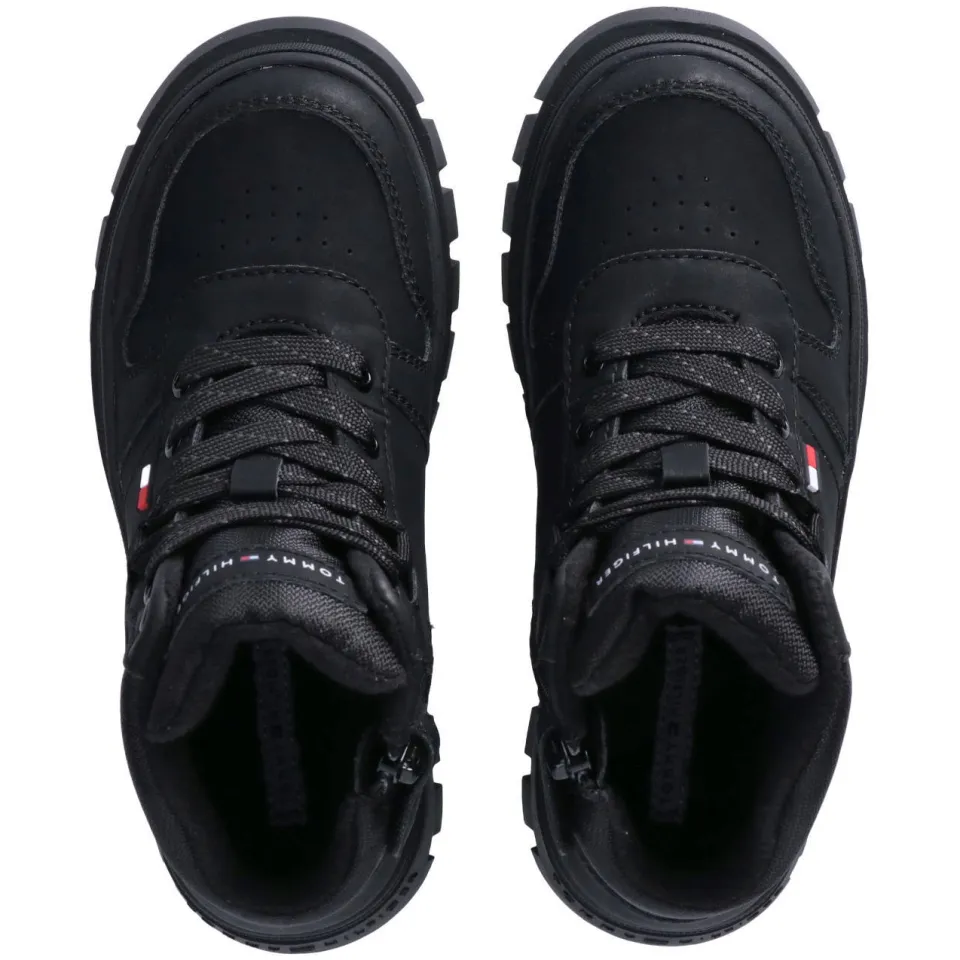 Tommy Hilfiger Schoolkind/tiener veterschoenen met profielzool - zwart, foto 6