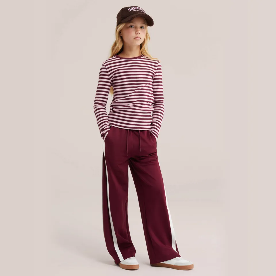 WE Fashion loose fit joggingbroek donkerrood Donkerrood/wit