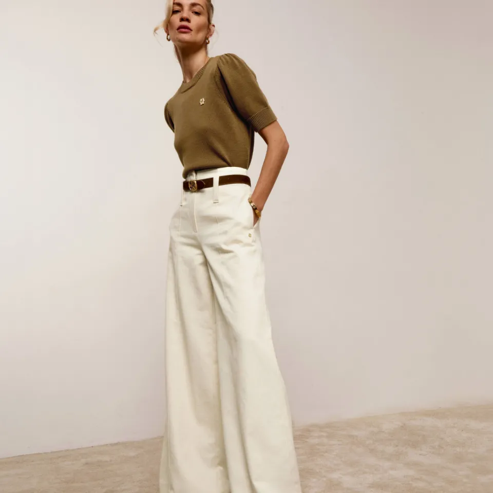 JOSH V wide leg broek met ceintuur - ecru, foto 5