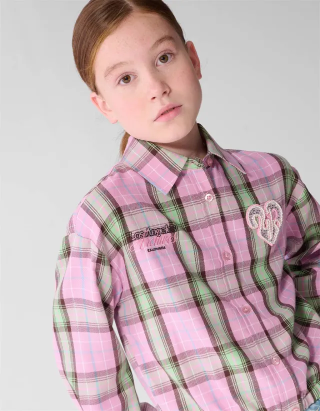 Shoeby geruite blouse lichtroze groen Lichtroze/groen