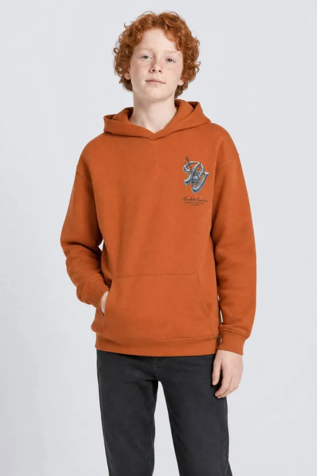 Petrol Industries hoodie met backprint - oranje Roestoranje
