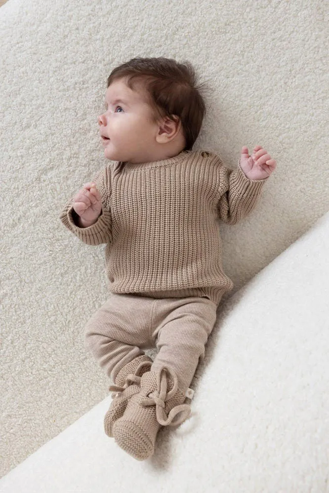 Feetje babybroek taupe effen Taupe melange