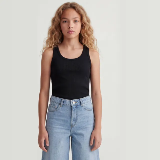 JJXX GIRL ribgebreide tanktop zwart