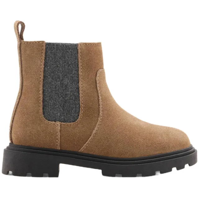 Mango Kids leren enkelboots met profielzool - bruin