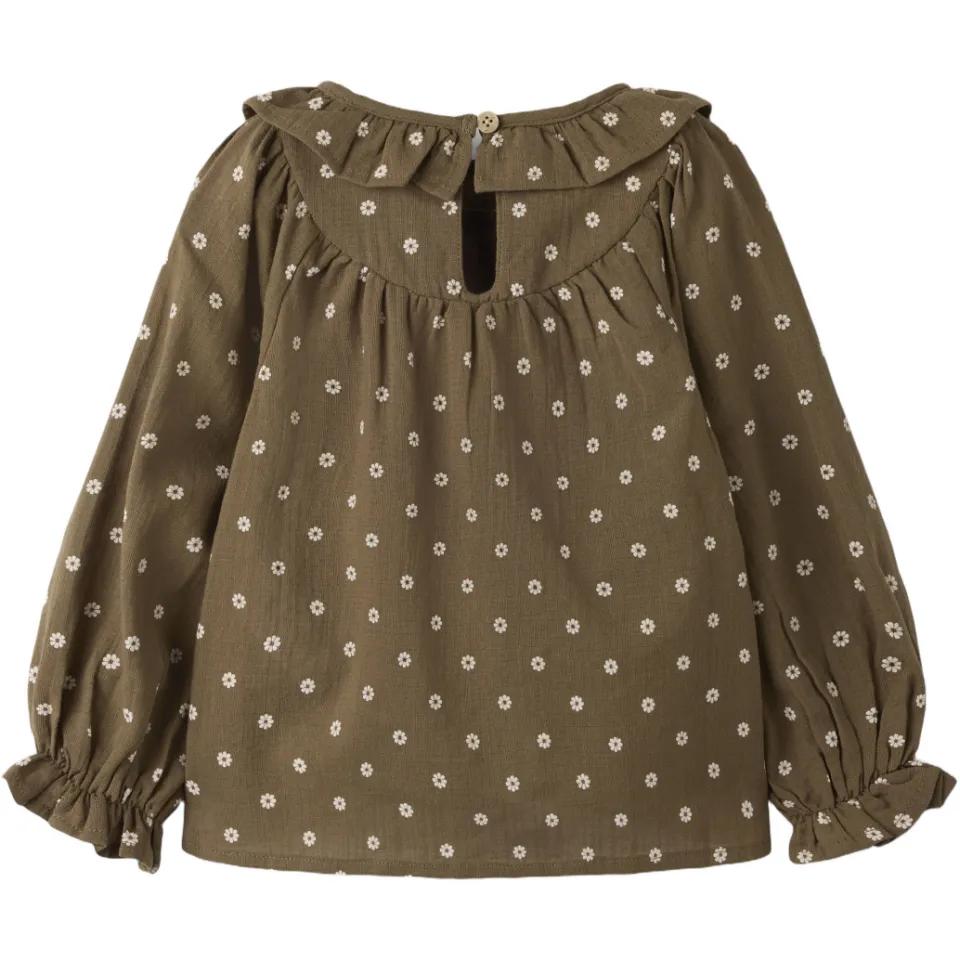 Lil' Atelier Mini blousetop bruingroen, foto 3