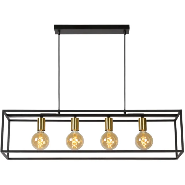 Lucide hanglamp Ruben Zwart/Mat Goud / Messing