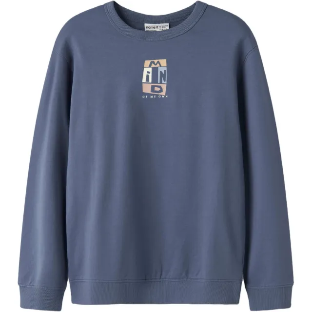 NAME IT KIDS sweater met backprint - blauw
