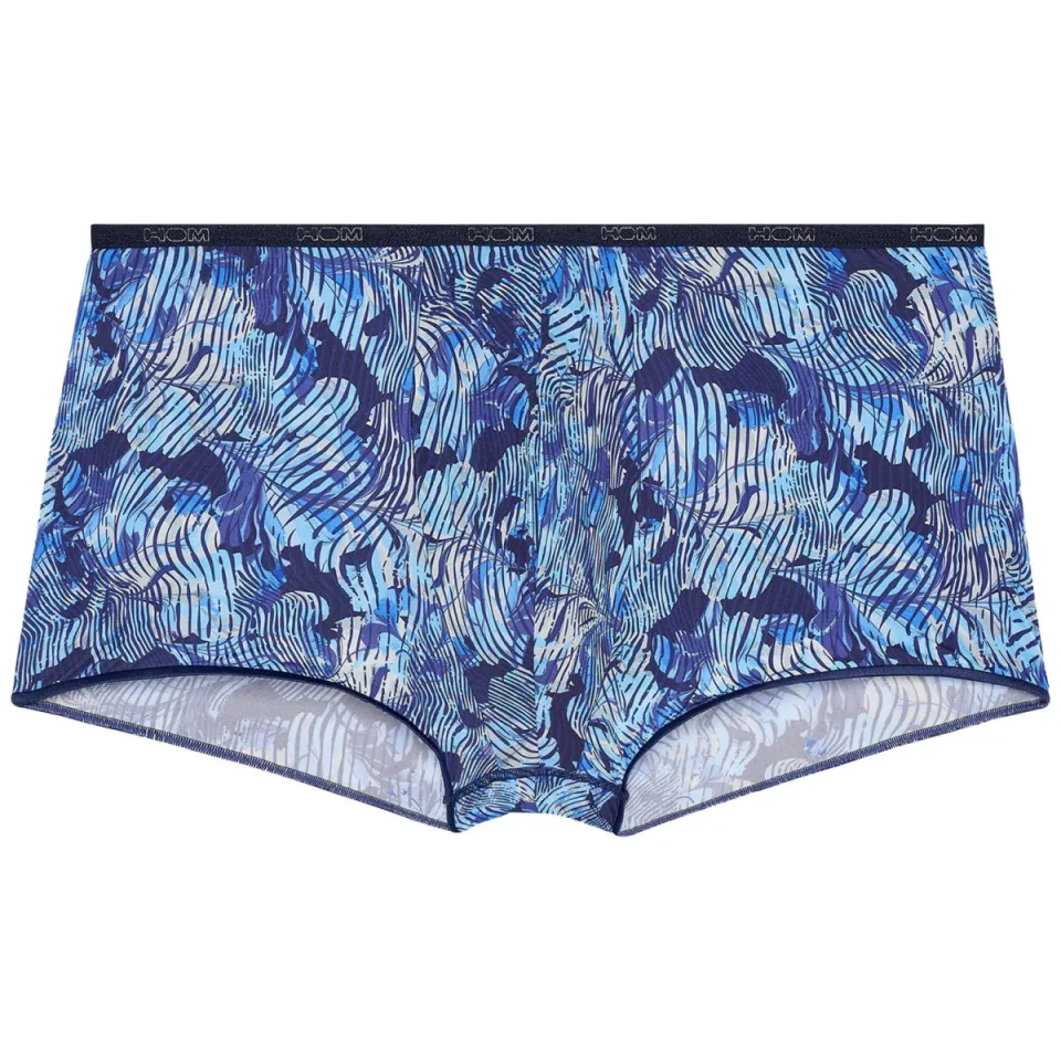 HOM Slim Fit trunks met logodetail Oceaanblauw