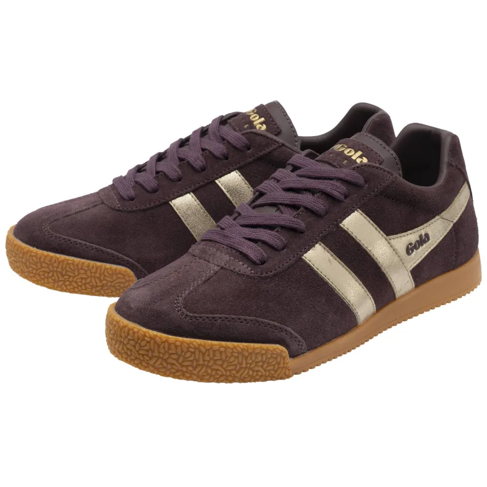 Gola Harrier Mirror suède sneakers - donkerbruin/goud, foto 4