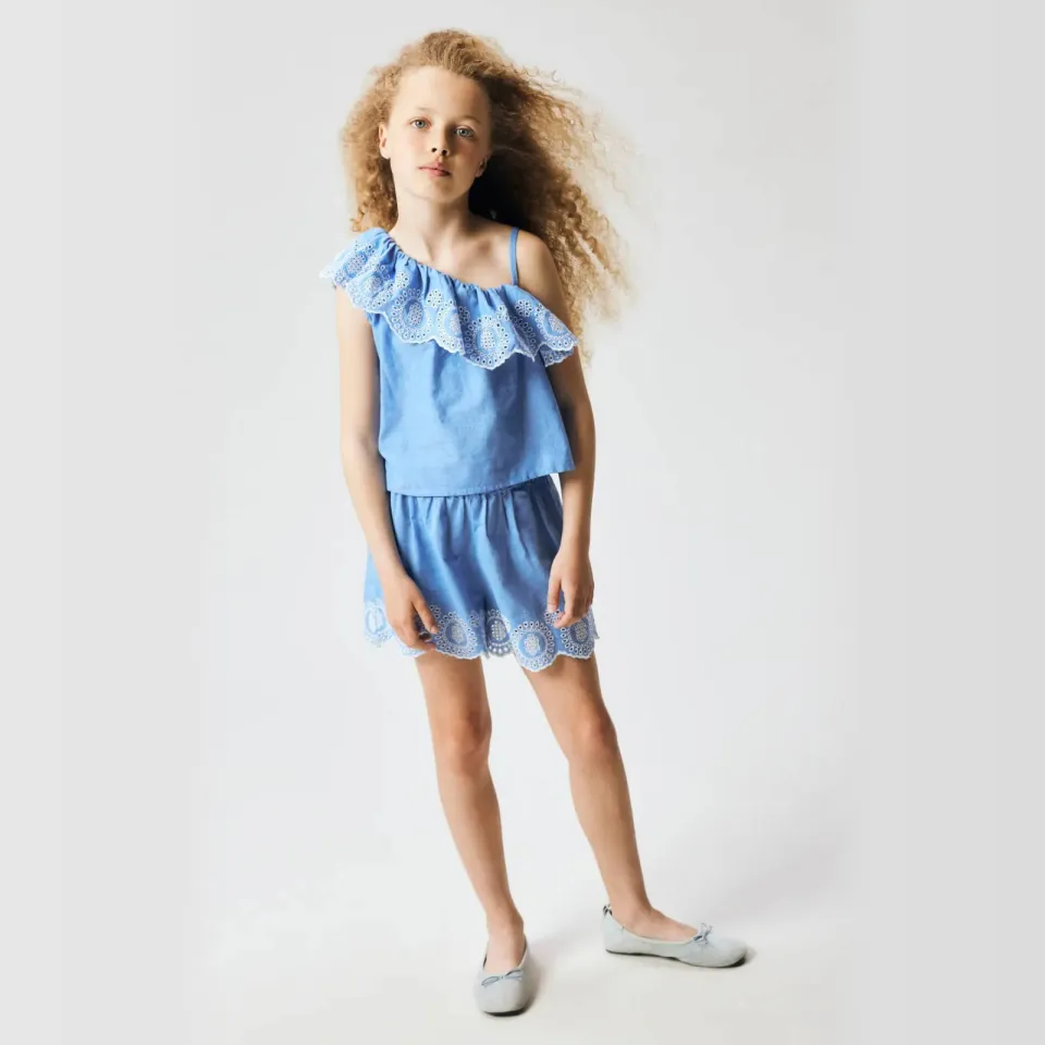 NAME IT korte broek met broderie blauw