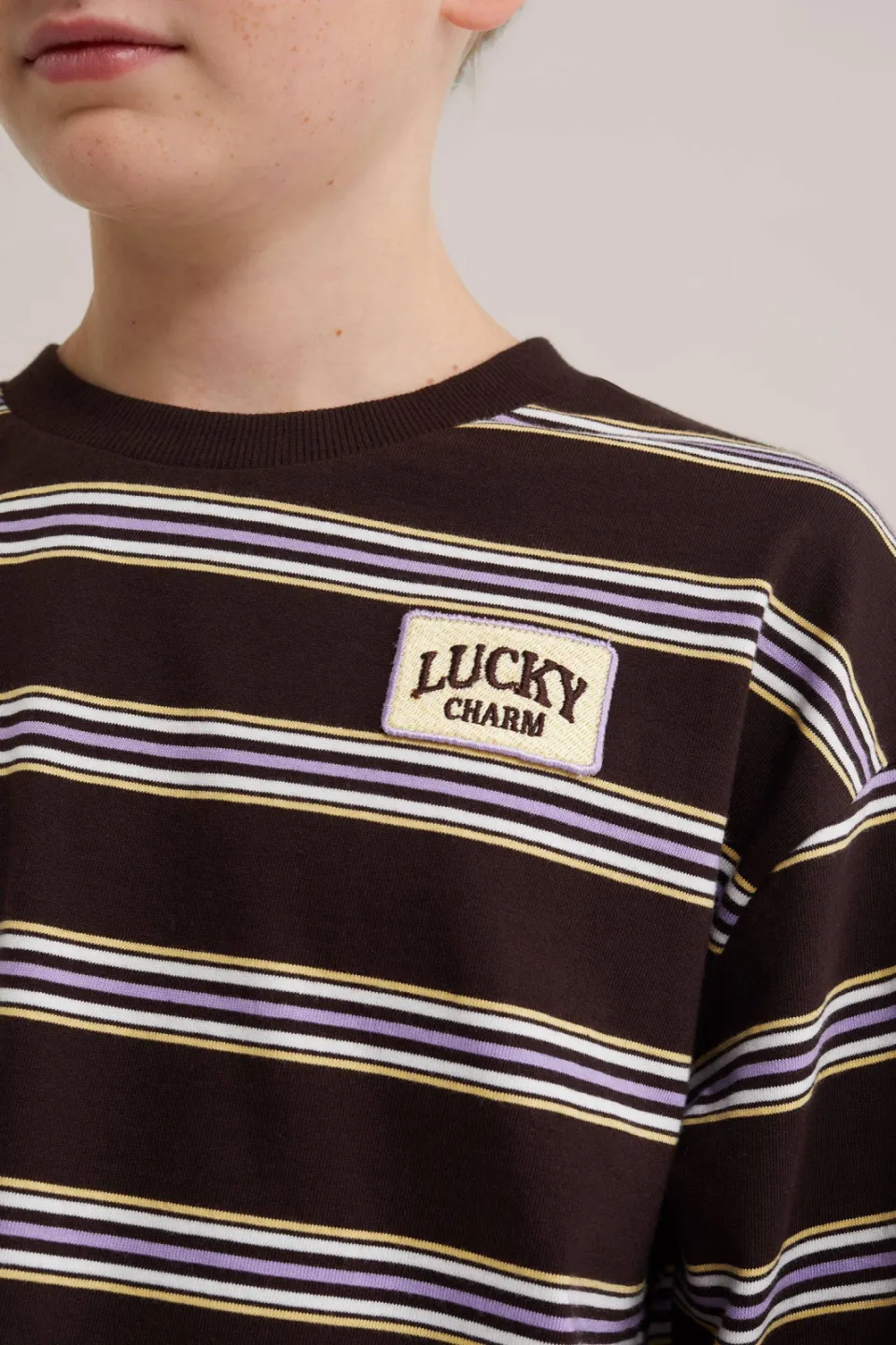 WE Fashion gestreepte longsleeve donkerbruin donkerbruin/paars/geel, foto 6