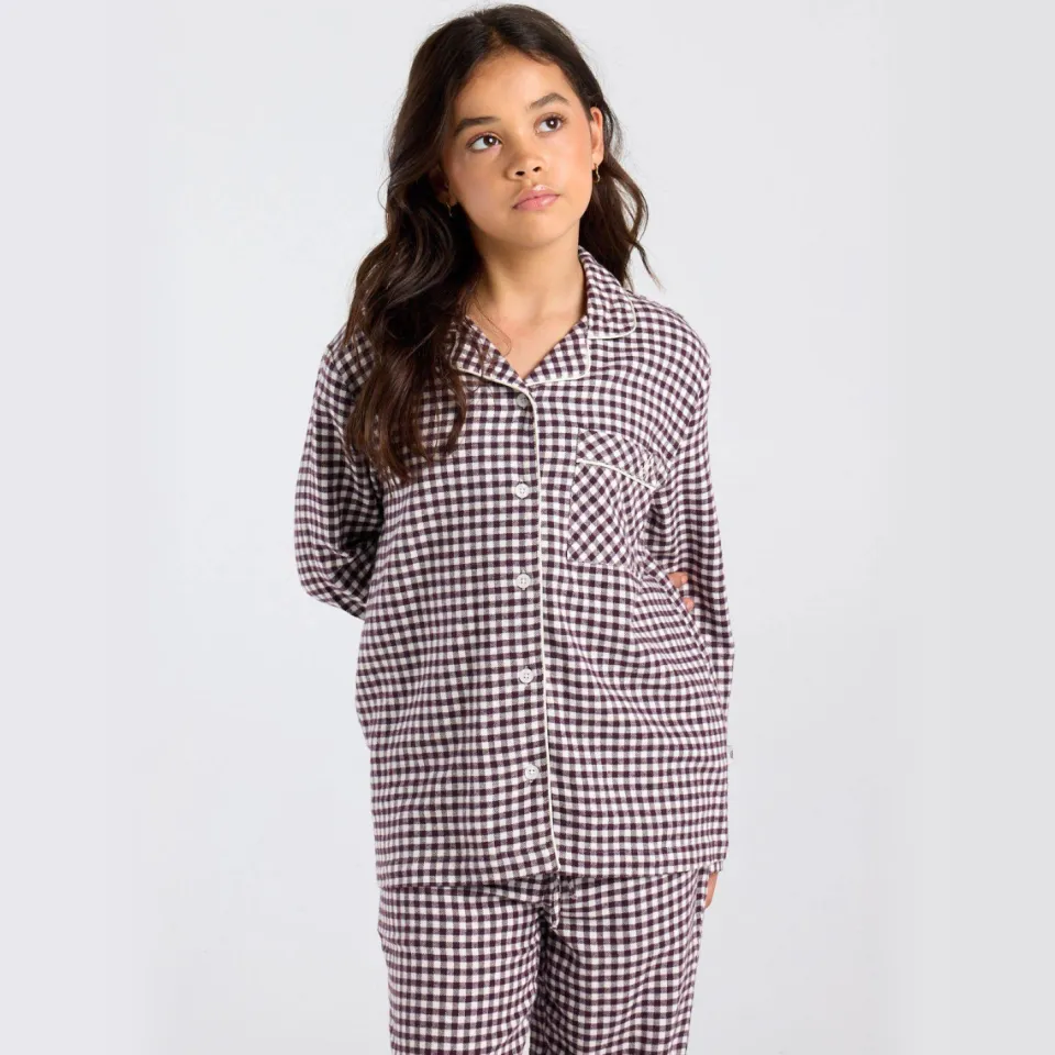 America Today Maddie Jr pyjama donkerrood/wit, foto 6