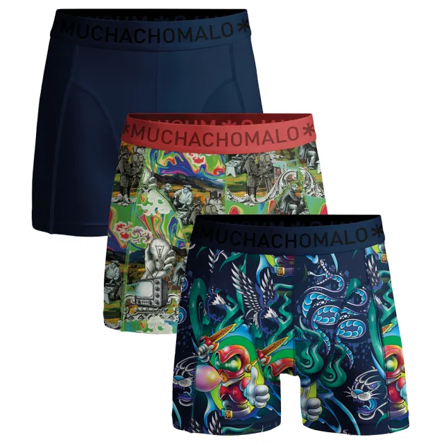 Muchachomalo Heren 3-pack Boxershorts New School veelkleurig, foto 2