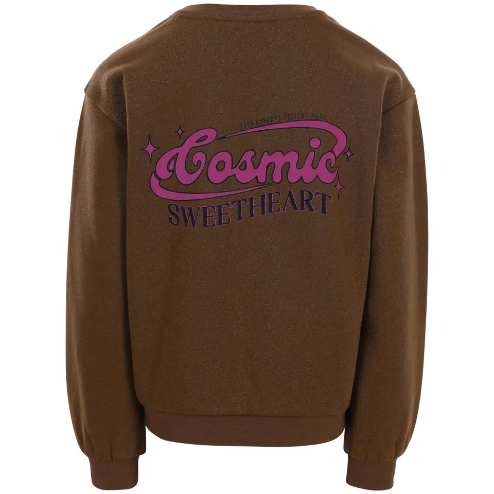 LOOXS little rechtvallende sweater met glitters en backprint - bruin, foto 5