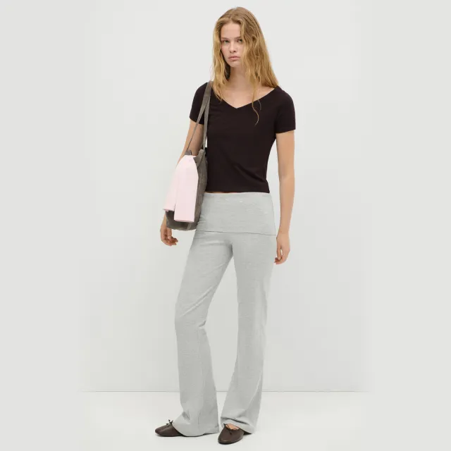 Mango joggingbroek lichtgrijs met omslagband
