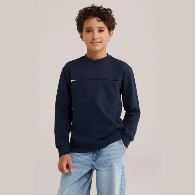 WE Fashion longsleeve marineblauw ronde hals