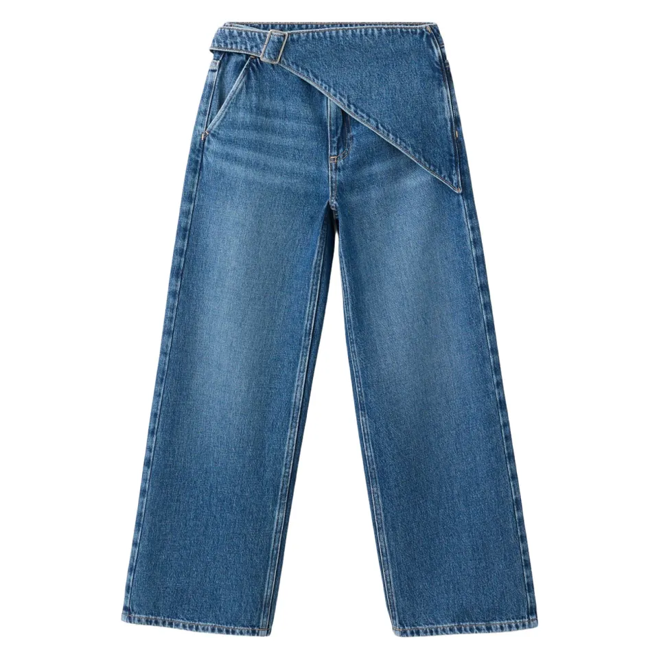 Mango Kids regular waist wide leg jeans - mediumblauw, foto 2