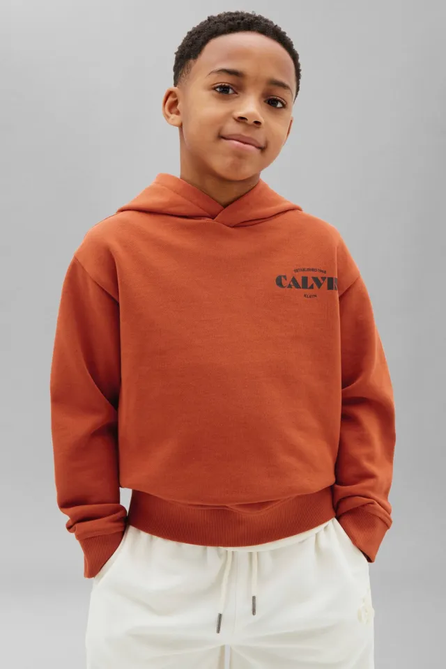 Calvin Klein hoodie met print - oranje Warm oranje