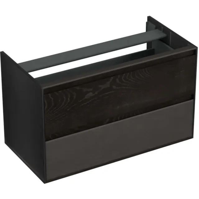 Onderkast Forzalaqua Reno 2.0 100x51x60 Cm 2 Lades Softclose Eiken Black Oiled
