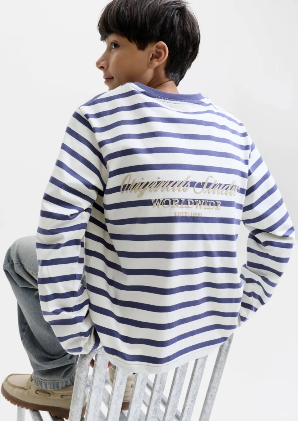 Jack & Jones oversized gestreepte longsleeve blauw, foto 5