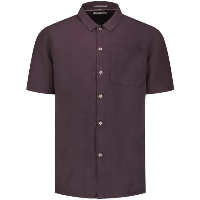 No Excess Overhemd Korte Mouw No Excess Short Sleeve Overhemd Linen Blend Bruin donkerbruin