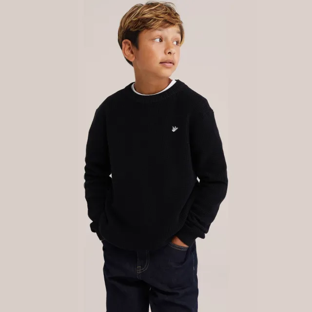 WE Fashion katoenen gebreide trui - zwart, foto 2