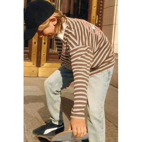 Shoeby gestreept poloshirt met lange mouwen bruin, foto 4