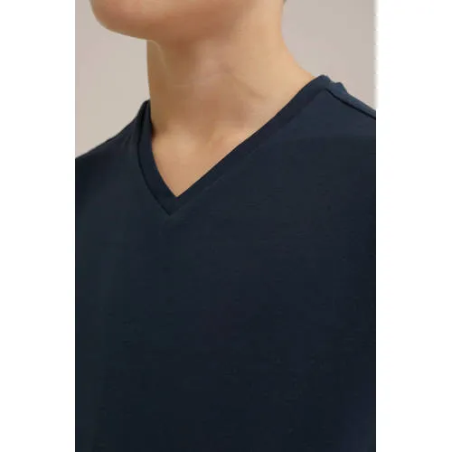 WE Fashion basic T-shirt donkerblauw dark marine, foto 5