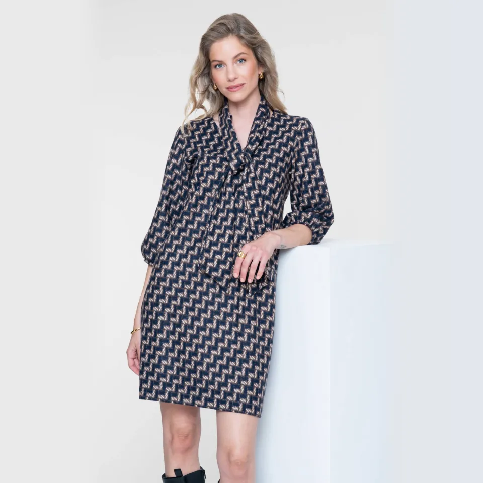 Geisha midi jurk donkerblauw, foto 7