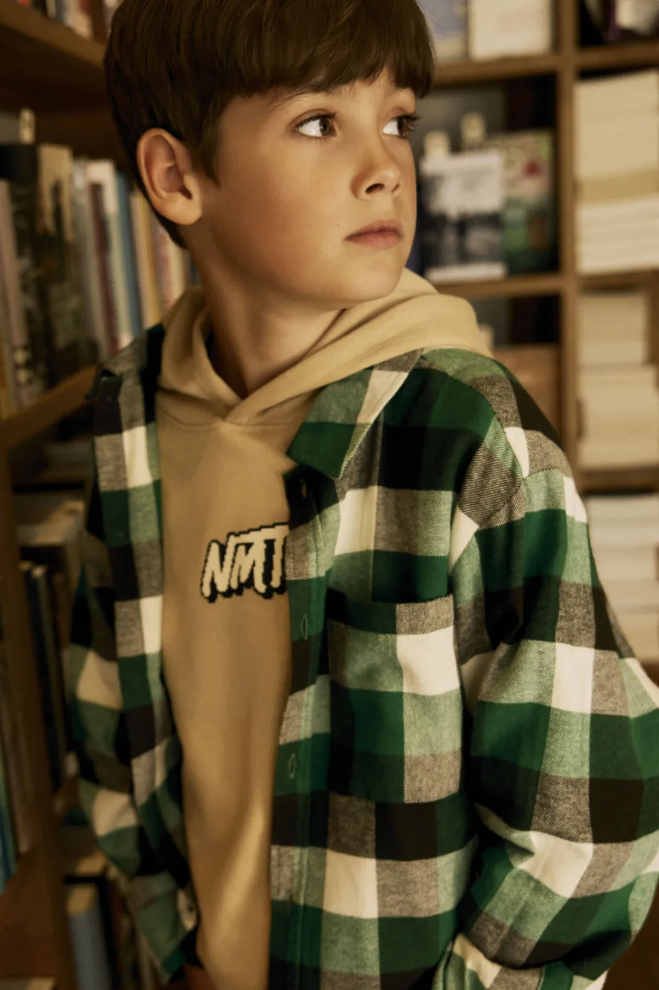 NAME IT KIDS regular fit geruite overshirt - groen, foto 4