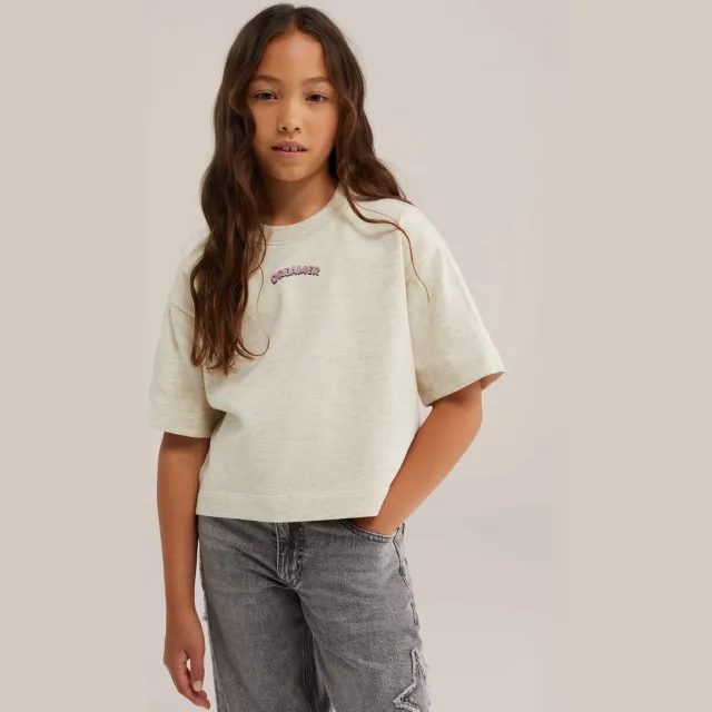 WE Fashion cropped T-shirt beige, foto 5