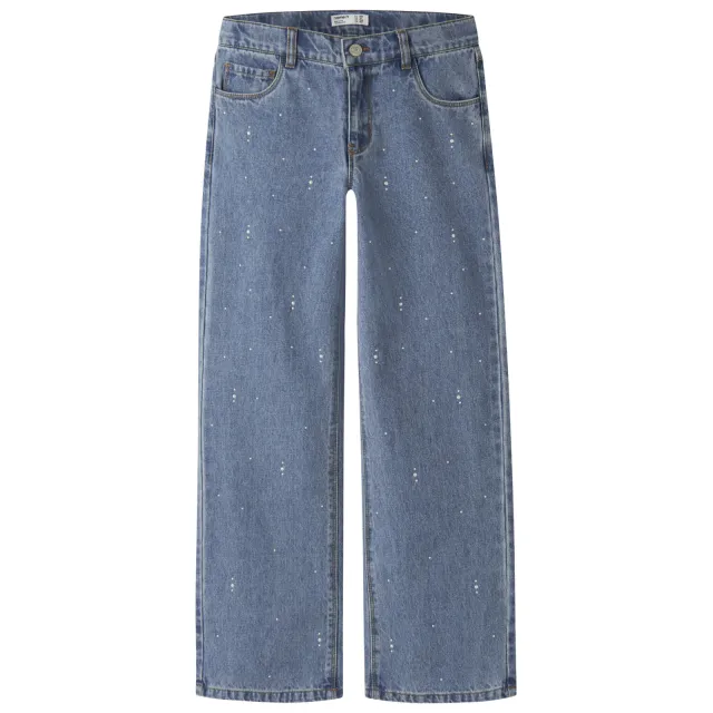 NAME IT KIDS NKFROSE wide leg jeans met print en studs - mediumblauw Medium blue denim