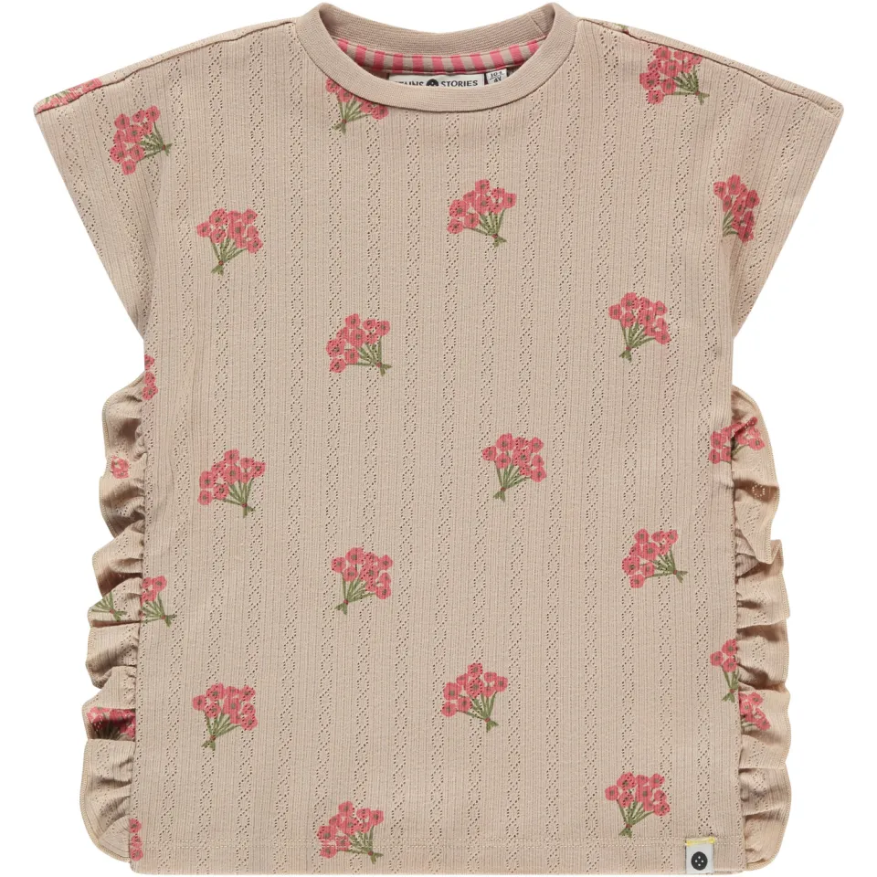 Stains&Stories gebloemde T-shirt beige