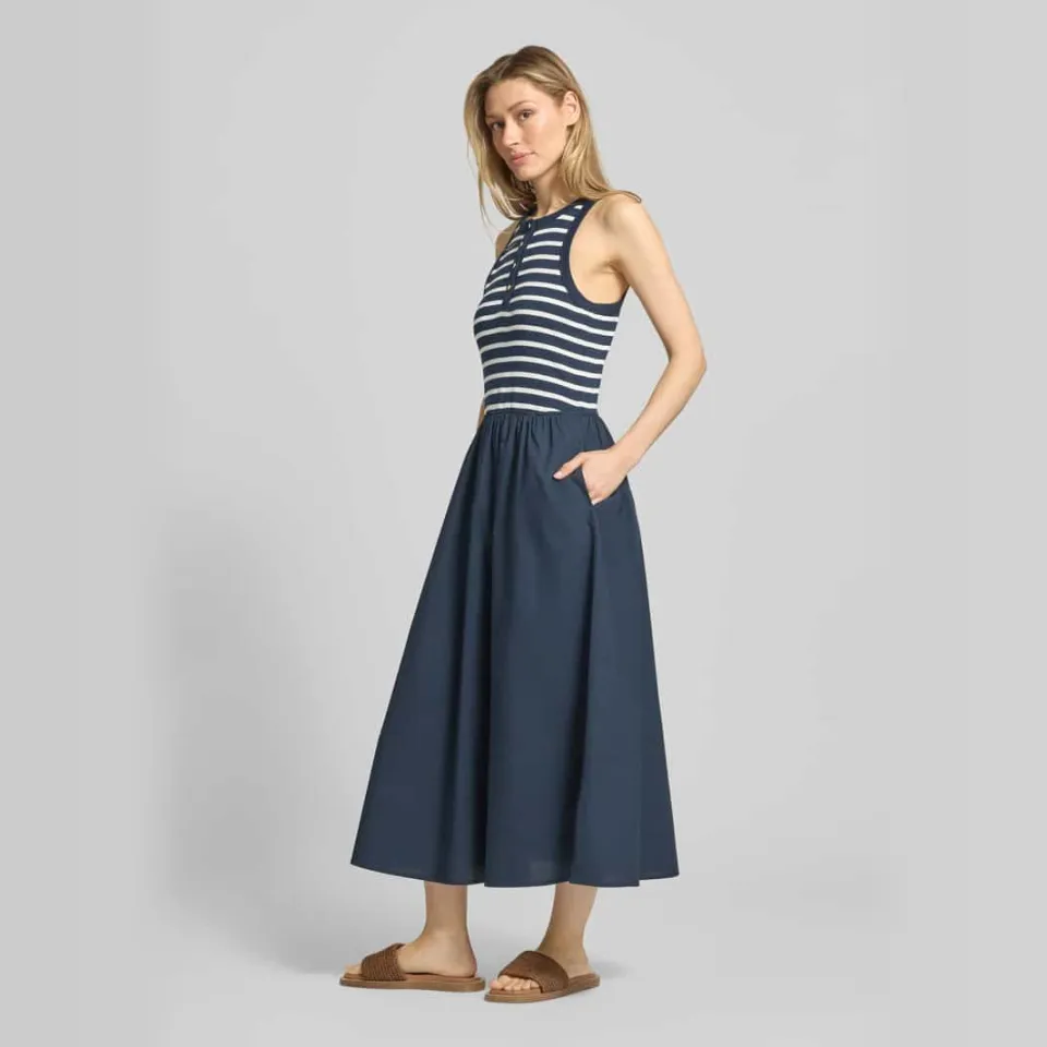 Tommy Hilfiger Gold Button poplin mix jurk marineblauw, foto 3