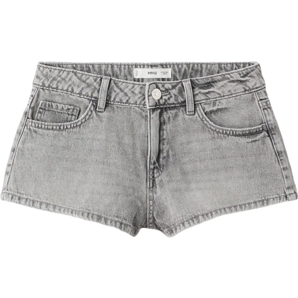 Mango low waist jeansshort grijs denim, foto 3