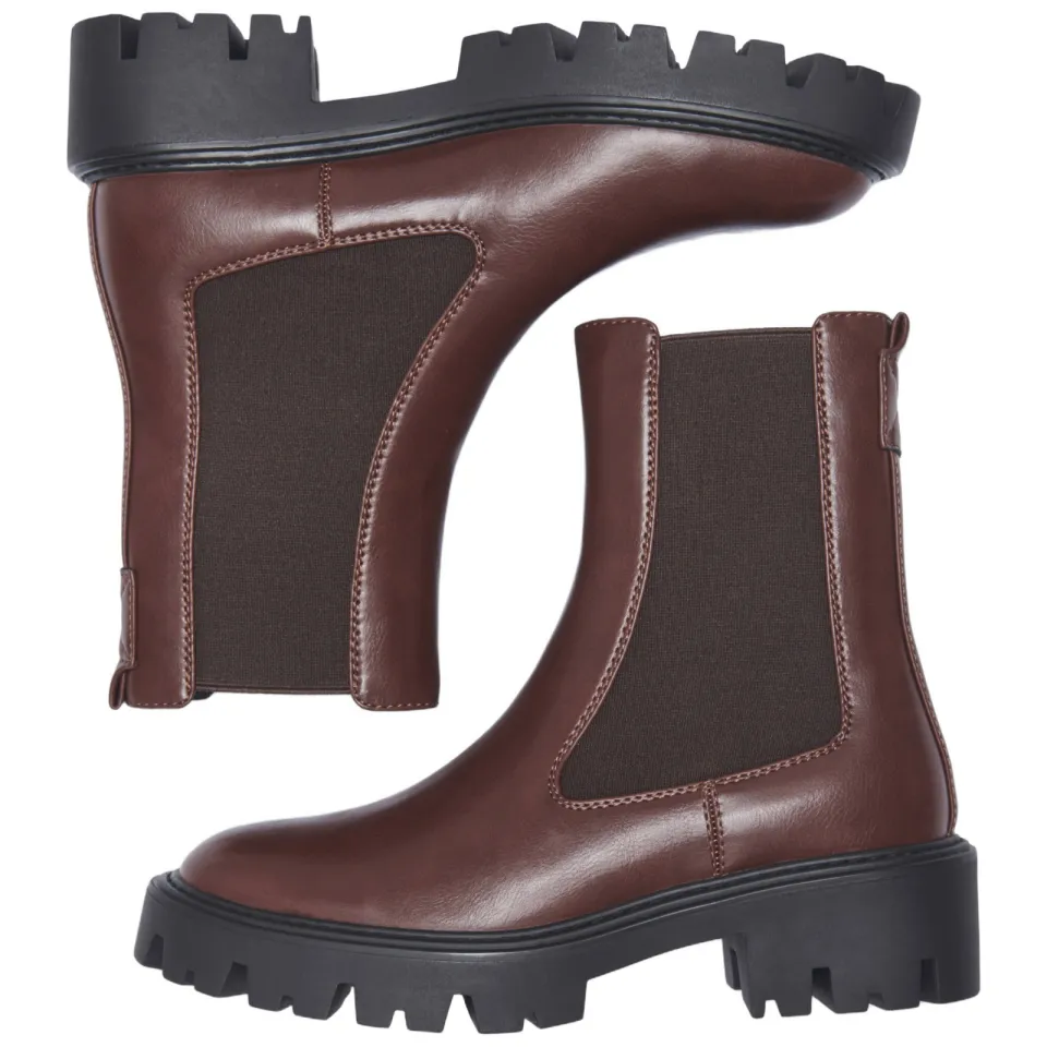 Only ONLBETTY chunky imitatieleren chelsea boots - bruin, foto 3