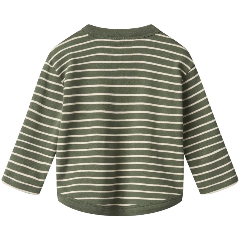 Wheat rechtvallende gestreepte longsleeve groen/offwhite, foto 2