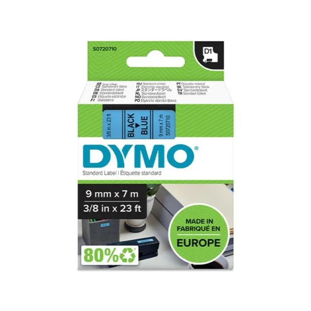 Dymo 40916 (S0720710) Tape Zwart op blauw (9 mm), foto 2