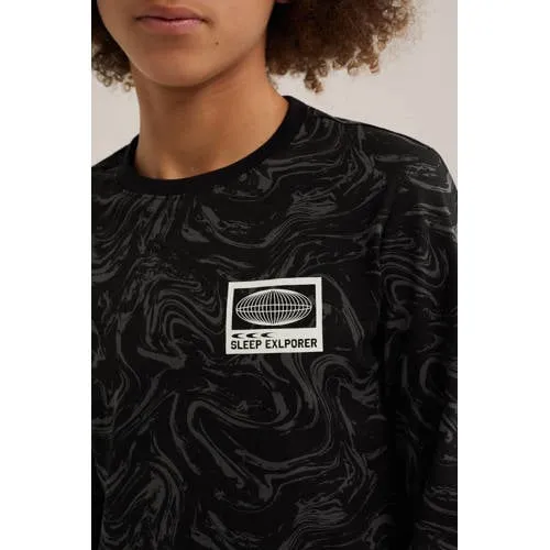 WE Fashion pyjama met print zwart/grijs, foto 4