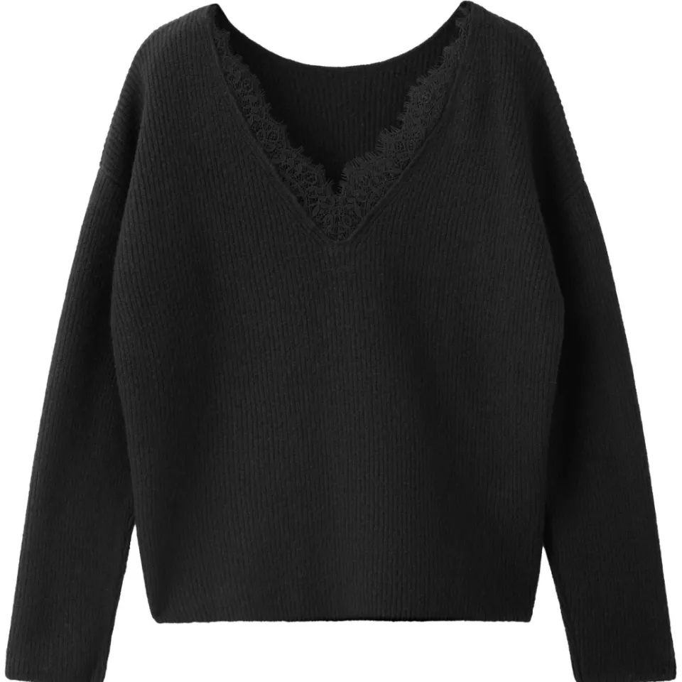 Mango TEEN gebreide trui met open rug en wol - zwart, foto 3
