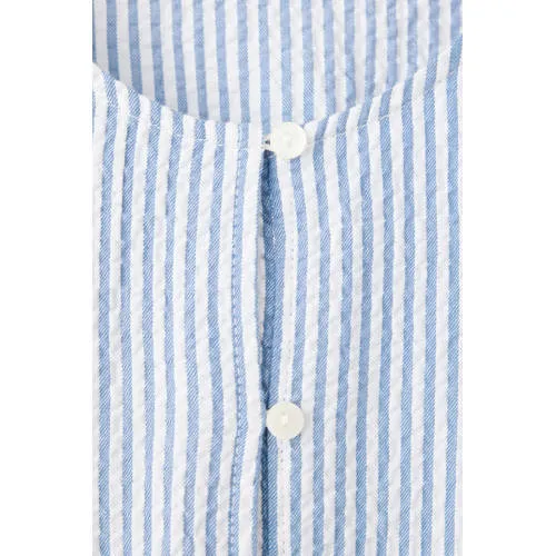 Mango gestreepte blouse met ruches lichtblauw lichtblauw/wit, foto 4