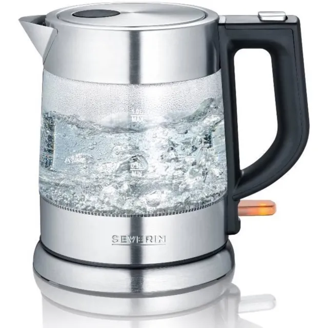 Severin WK3468 waterkoker zwart glas-rvs-zwart