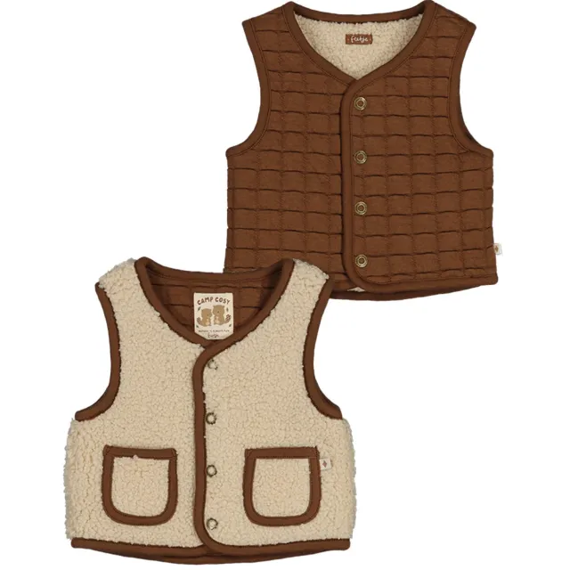 Feetje reversible gilet Tiny Timber Tales - beige/bruin, foto 2